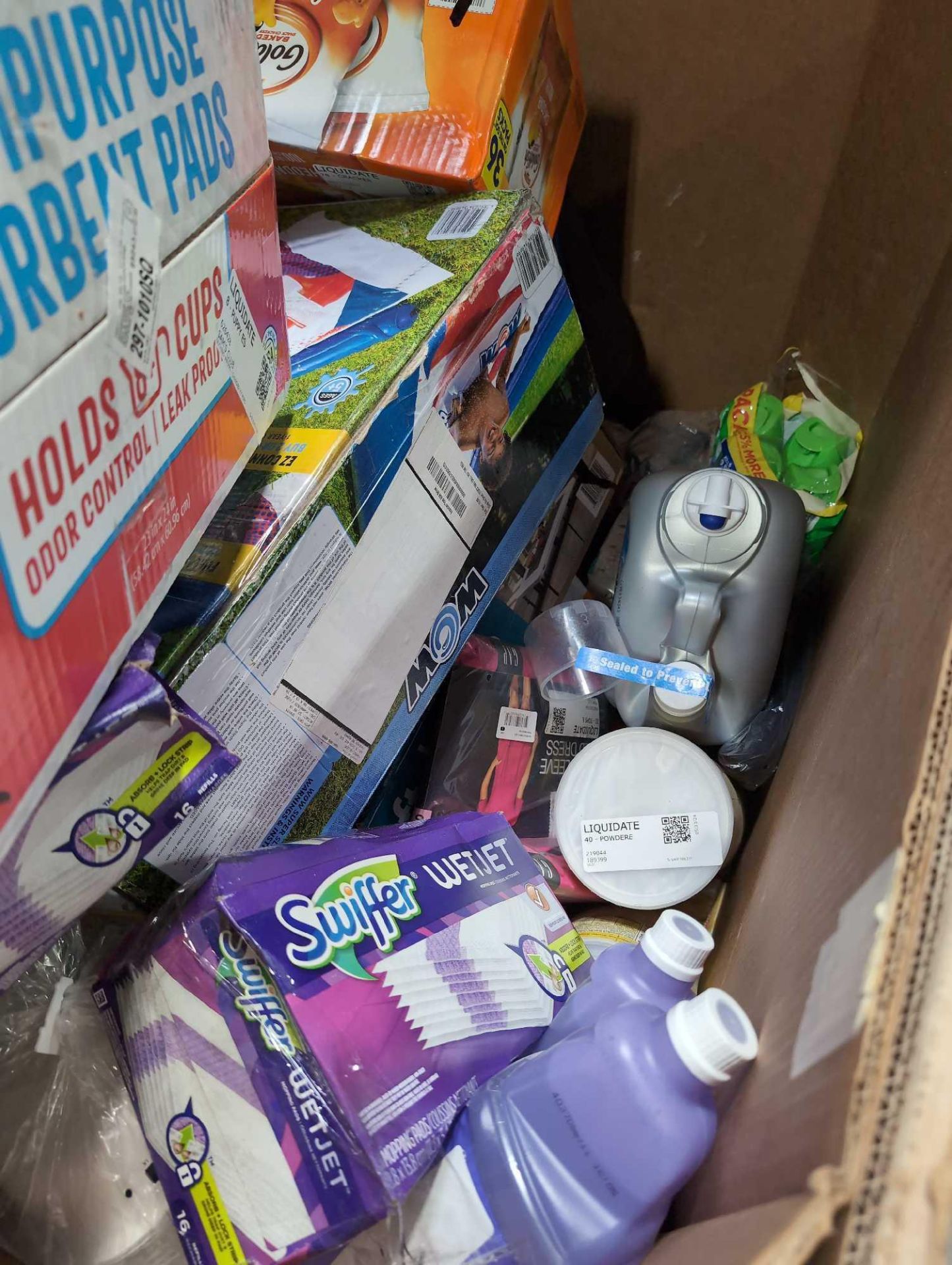 Big box store in a box, pampers, Sheets, Blanket, Intex blow up bed, swiffer wet cloths, gold fish, - Image 9 of 20