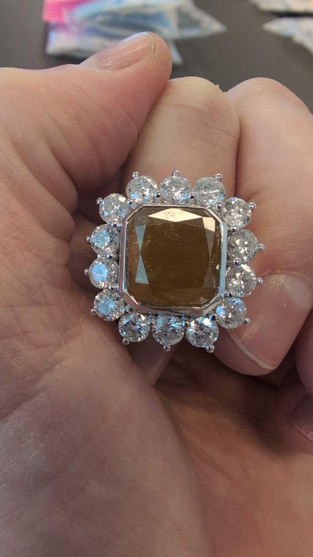 Platinum Fancy Colored Diamond Ring 4.50ctw and 13.77 ctw