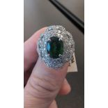 Tsavorite & Diamond Platinum Ring 2.19 cts Tsavorite/ 1.29 cts Diamond