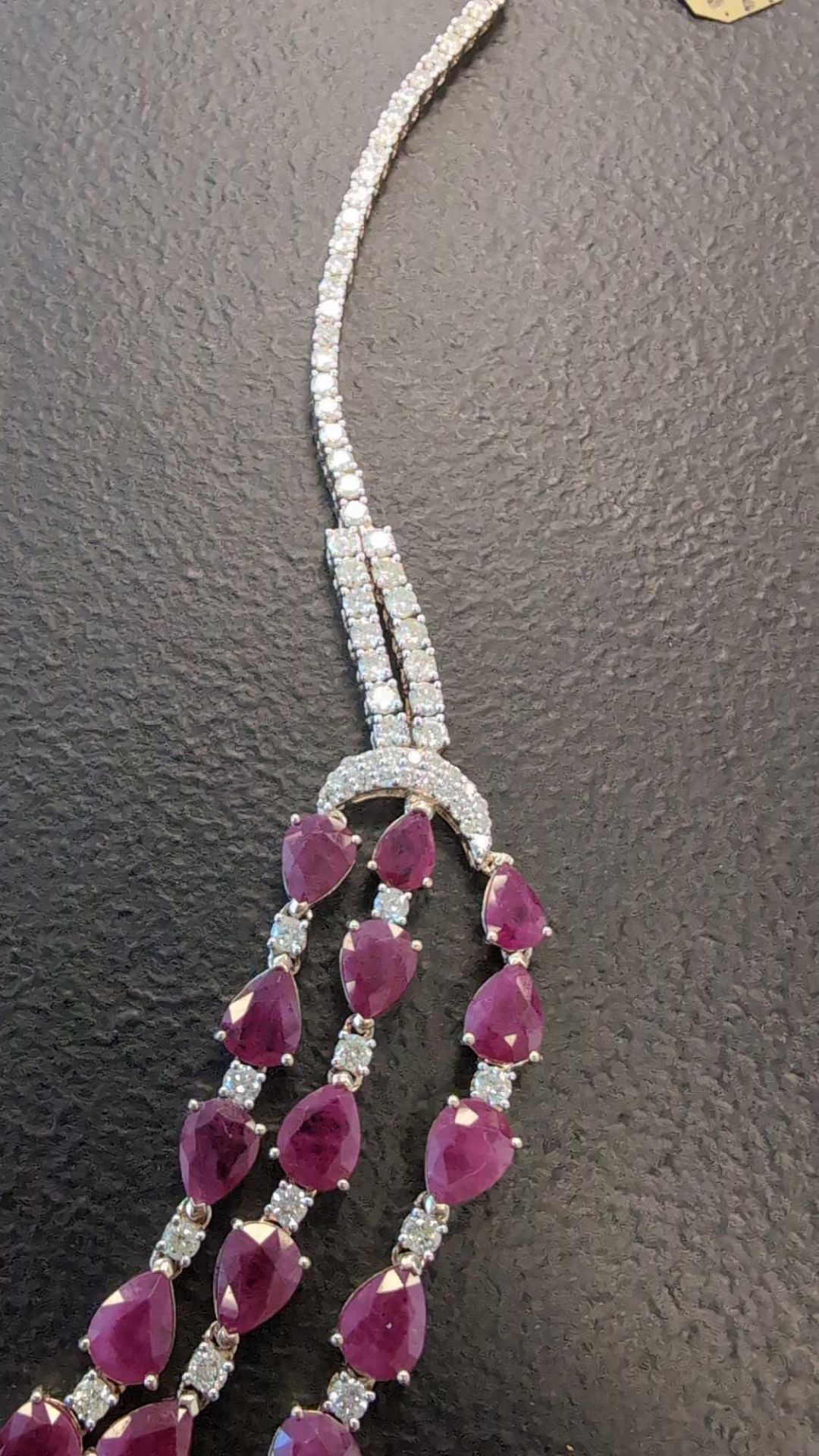 Jewelry: Burmese Ruby & diamond Necklace 14KT 51.45 cts Ruby/ 10.48 cts Diamond - Bild 7 aus 9