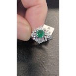 Platinum .50 CTW Colombian Emerald Beryl & .59 ctw Diamond Ring