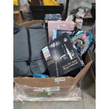 Snow shoes, sonicare toothbrush, camp equipment, rug, basket tower and more