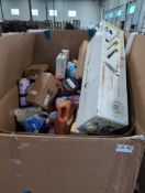 Big box store in a box:Folgers coffee, Windew, dremel tool, skechers, Aveeno, BBQ sauce, dressing, P
