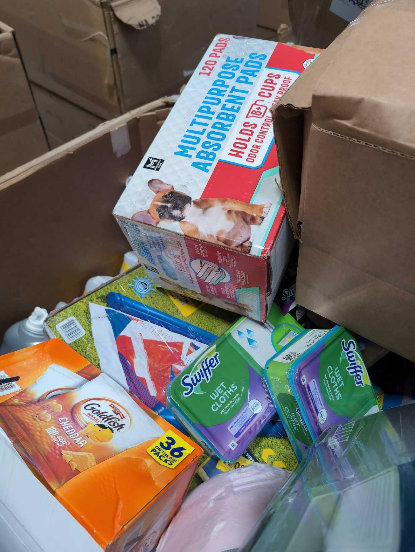 Big box store in a box, pampers, Sheets, Blanket, Intex blow up bed, swiffer wet cloths, gold fish, - Image 7 of 20