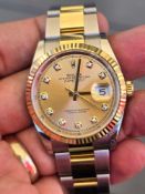 Rolex Datejust 36, Oyster steel and Yellow Gold with original box and papers. card dated May 2024 an