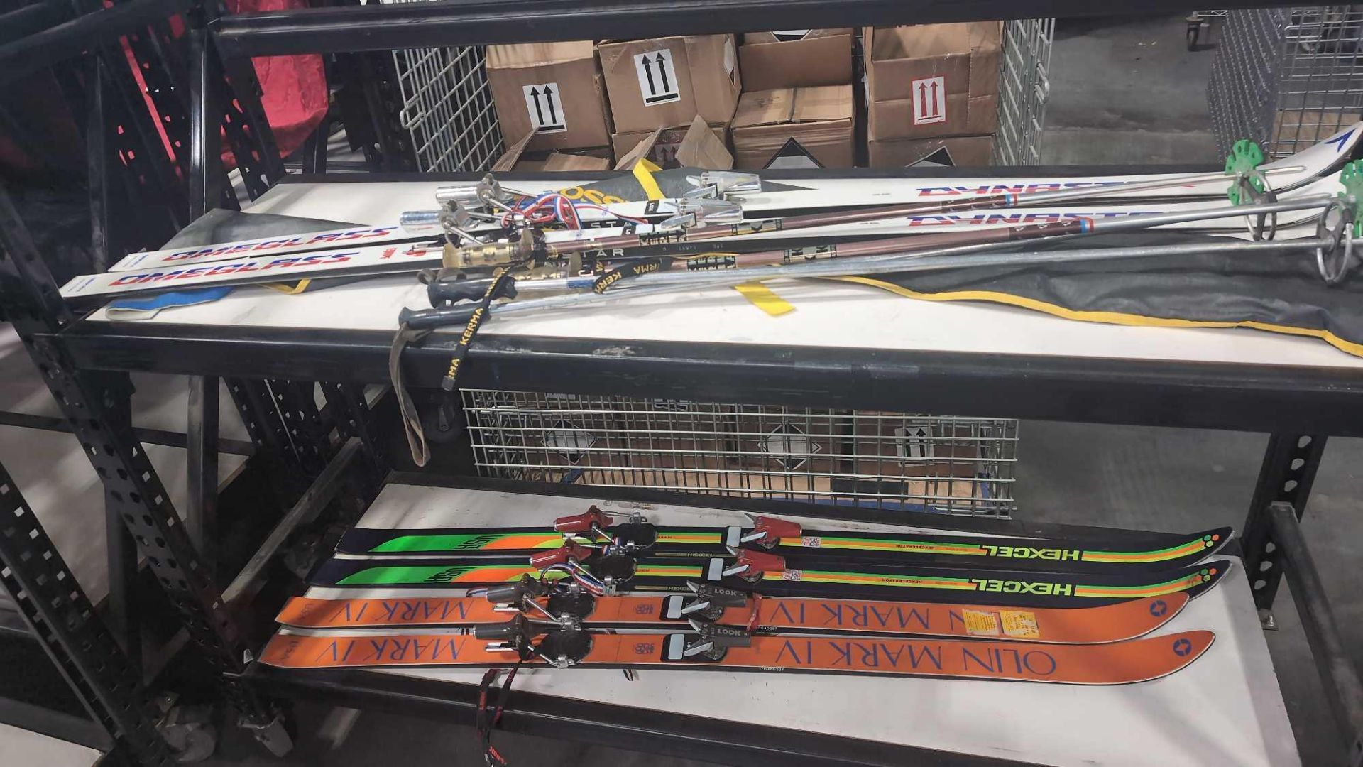 Vintage Skis: Olin Mark IV, Hexcel and Omeglass Dynastar with two sets of poles - Image 6 of 6