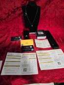 3 and 1 carat moissanite sterling silver band 1 carat dark green moissanite necklace