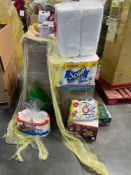 Big box store in box: Motts applesauce, trays, Forks, spoons, baby food, detergent, beans, plates, p