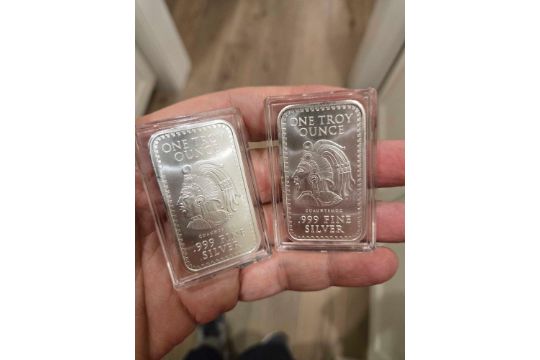 2 Aztec silver 1 oz bars - Image 1 of 3