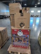 Holiday Pallet: Decorated Wreath, Animated Deer Families, Spiral Cone tree, Musical grand nutcracker