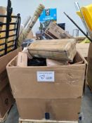 Lightings, Bases, Halo recessed lighting, screws, boxes of RG6 Coxial, tool chest, and more