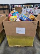 Big box store in a box: Apple jacks, fruit loops, prego, snack pack, mac & cheese, Cookies, cheerios