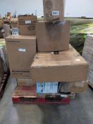 nine Star motion sensor, full size steam table, shark never change, five shelf deep storage rack, ea