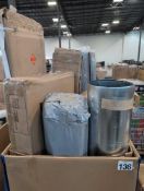 Rolled tin, misc furniture, mirror, cord/cable bumps and more