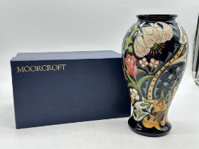 Moorcroft Pottery - Lily (Navy) Pattern Vase. Goo