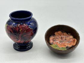Moorcroft Pottery - Hibiscus Pattern Vase and Bowl