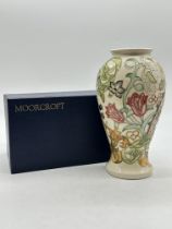 Moorcroft Pottery - Lily (Cream) Pattern Vase. Go