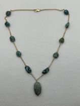 18ct Gold and Turquoise Necklace.