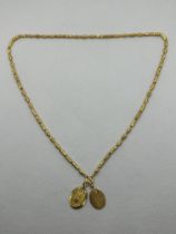 24ct Yellow Gold Oval Pendant Necklace.
