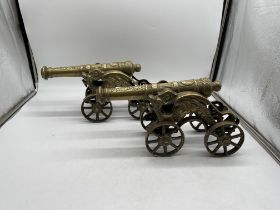 Two Antique Brass Desk Cannons along with 1914-191