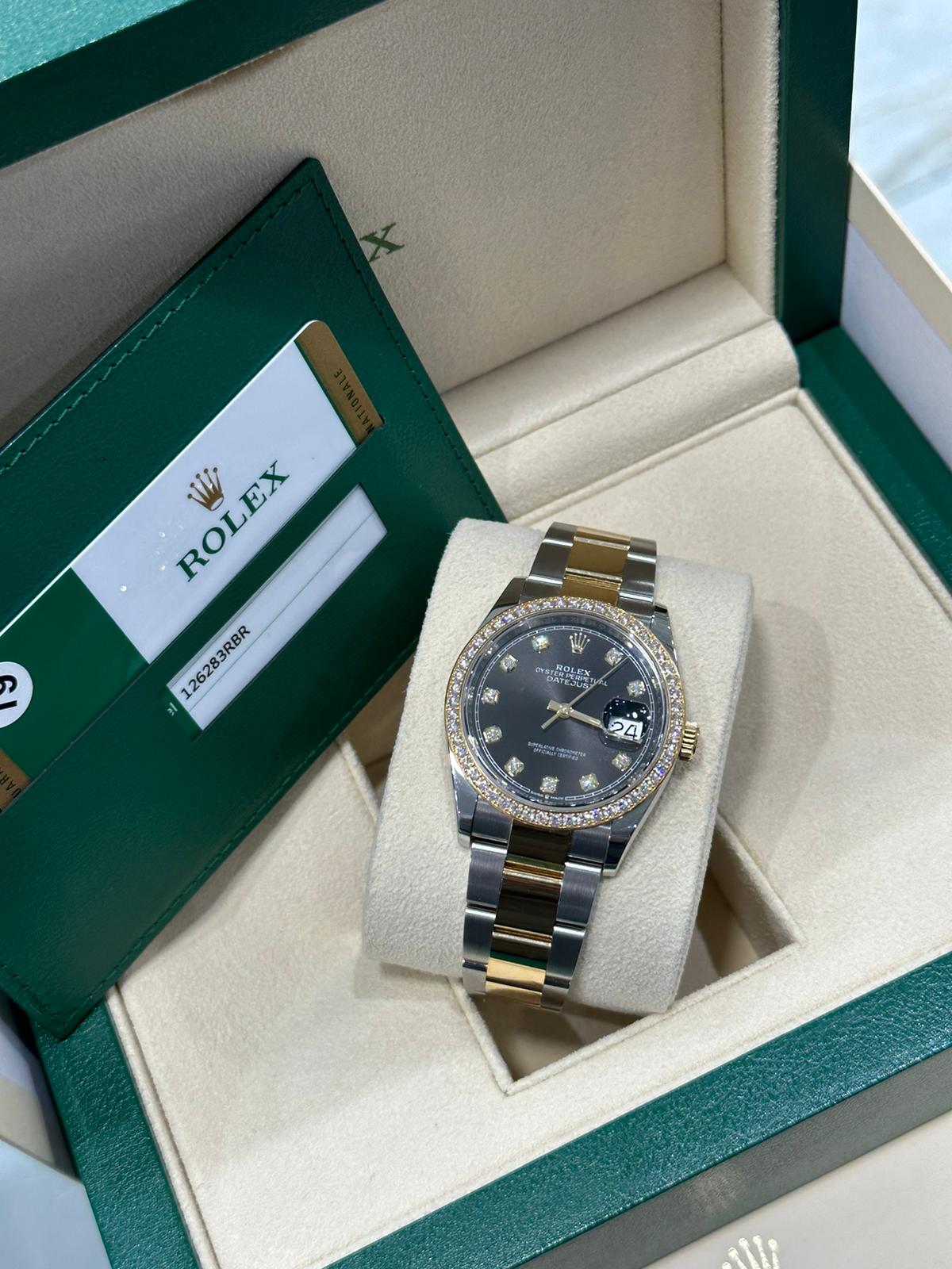Rolex Datejust 36mm Steel&Yellow Gold with Factory diamond dial&bezel126283RBR 2019 with box/papers - Image 8 of 8
