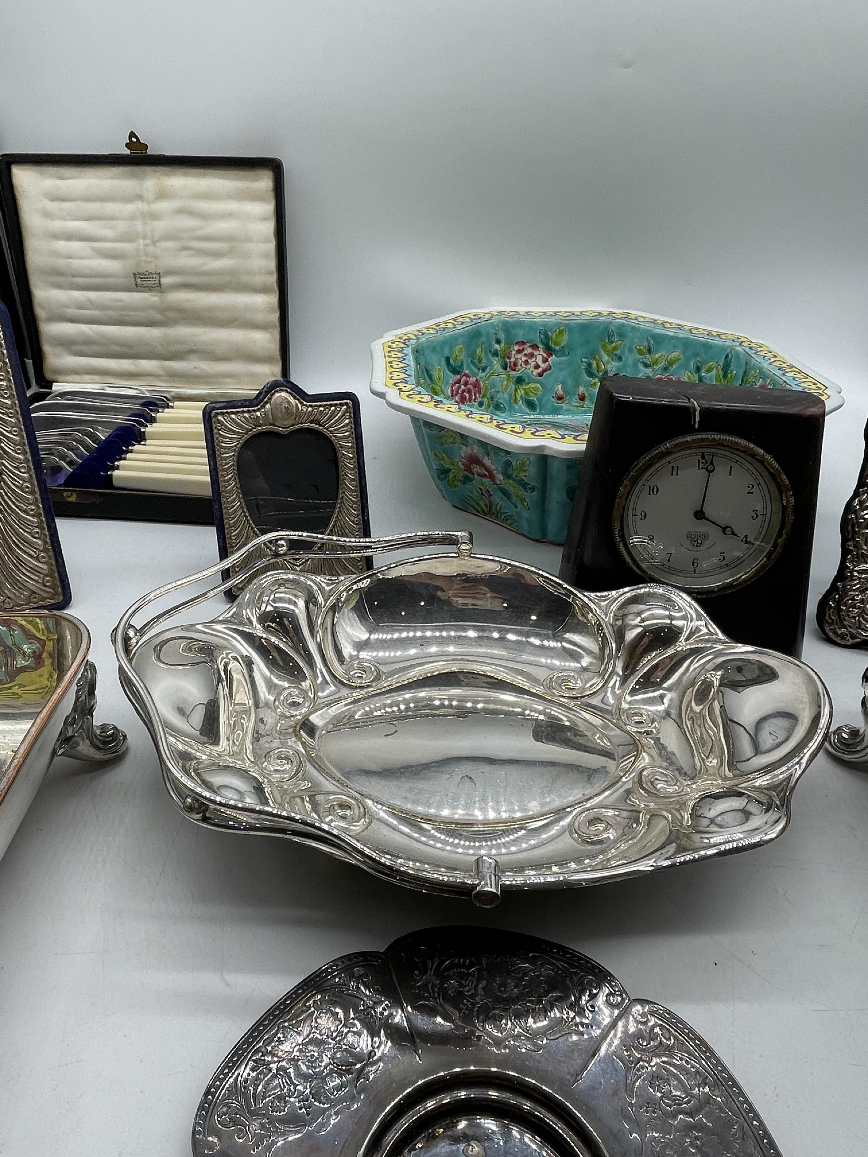 Silver plate and picture frames, with other assorted items - Image 8 of 13