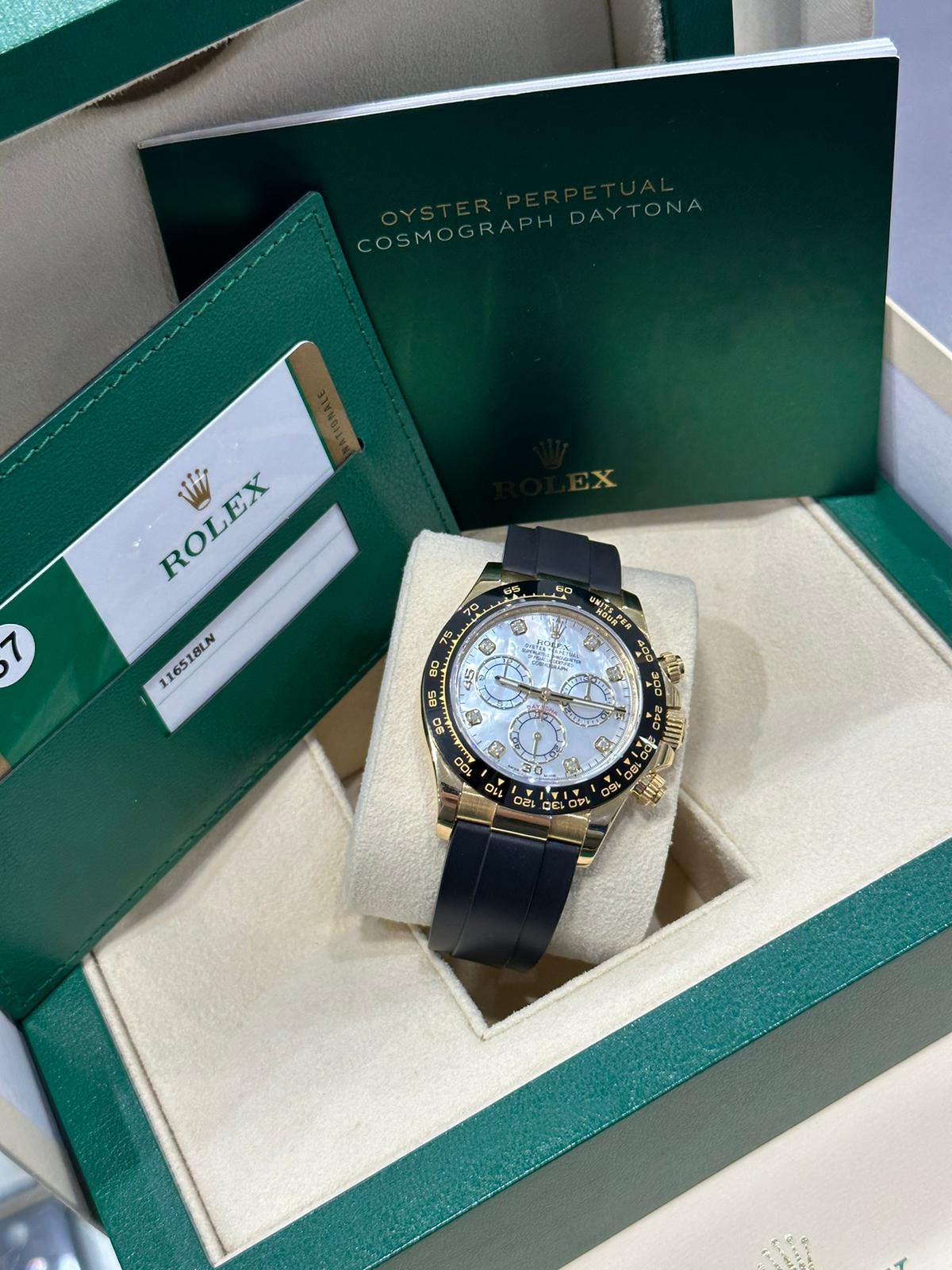 Rolex Daytona Oysterflex Yellow Gold with Rare factory MOP diamond dial complete with box and papers - Image 7 of 8