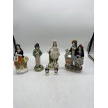 Six Assorted Staffordshire Figurines