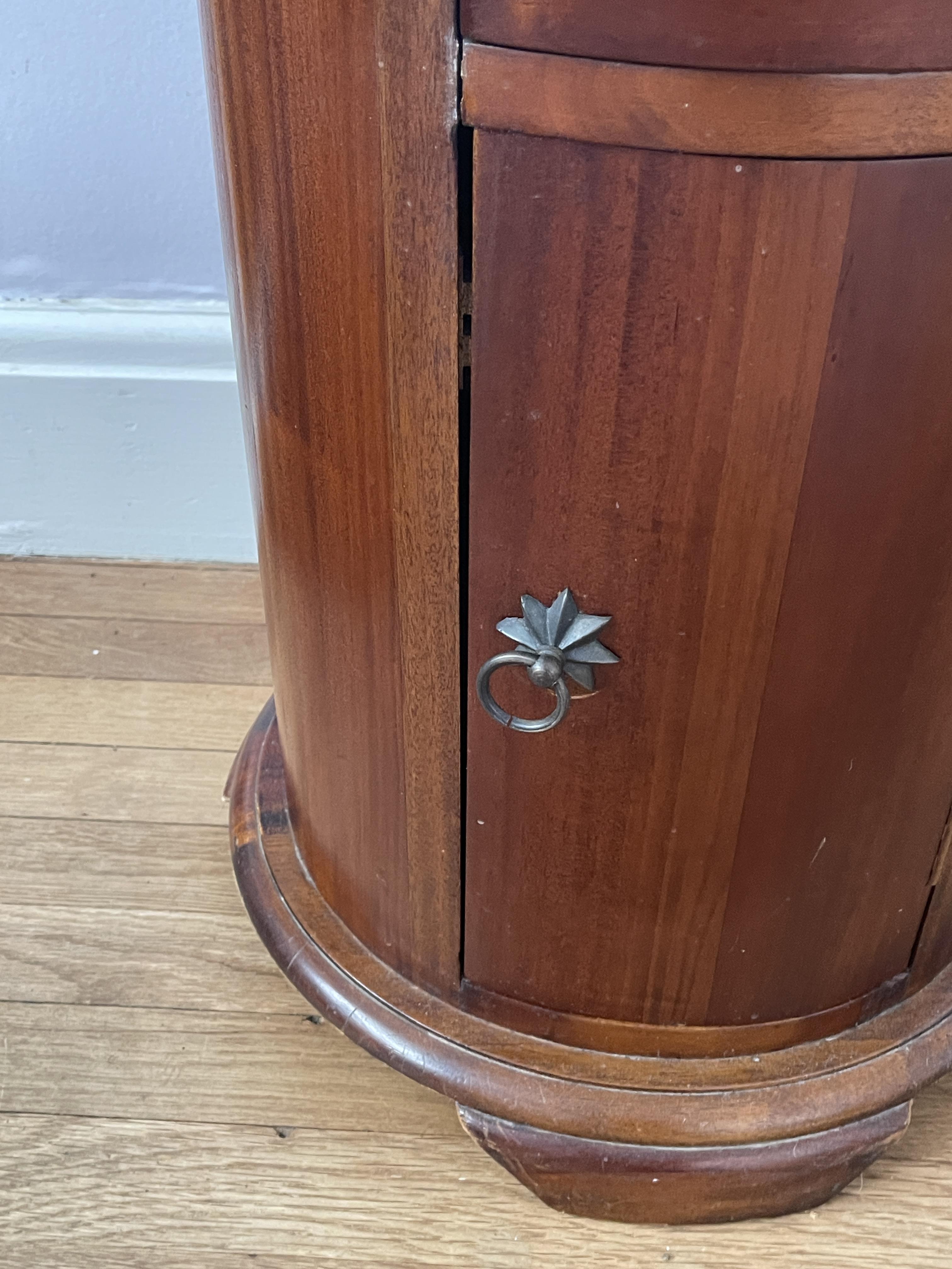 Mahogany Round Drum Chest with Drawer and Cupboard - Image 5 of 14
