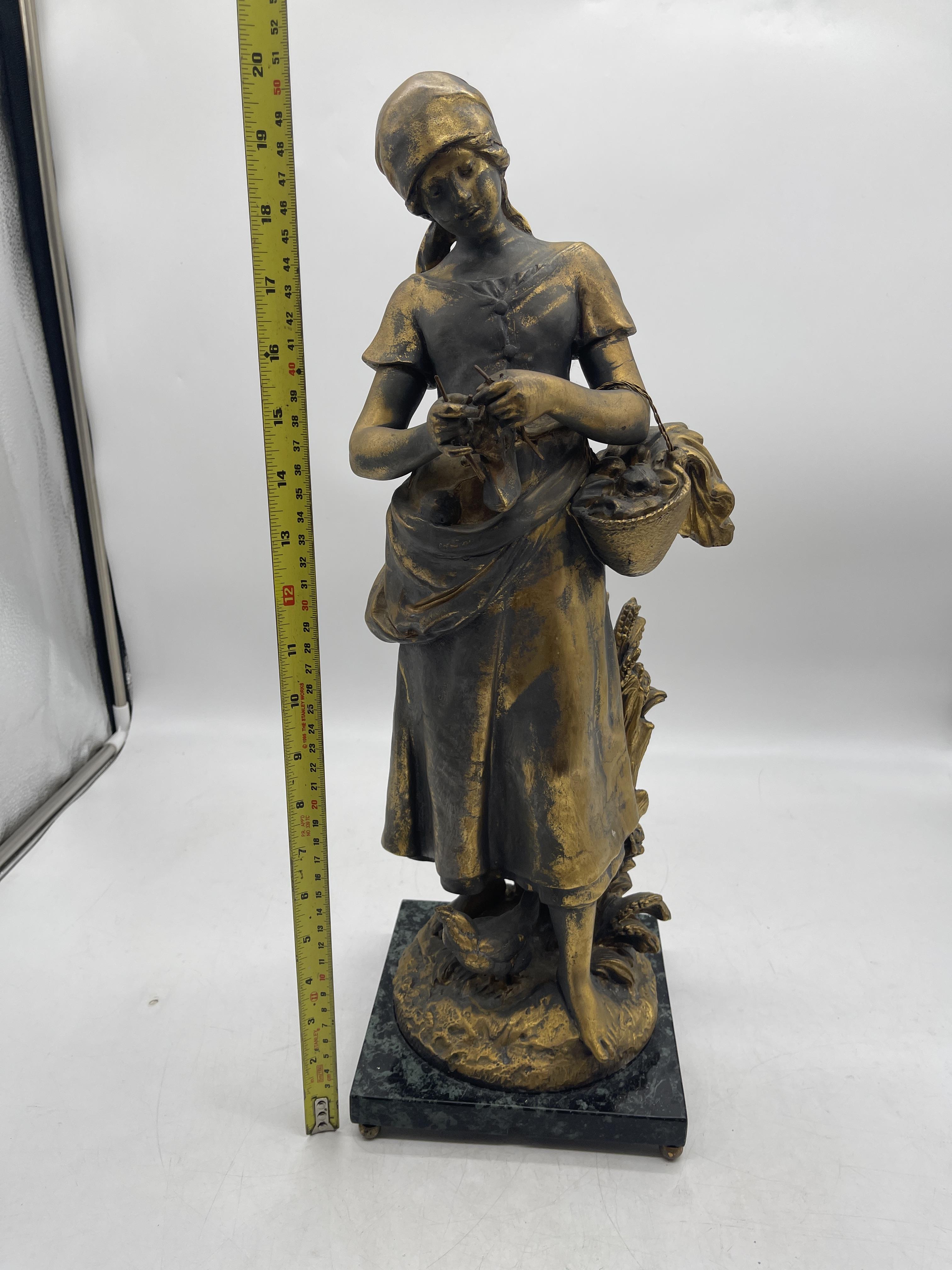 Spelter Figure of a Woman on Marble Base, signed M - Image 21 of 22