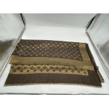 Louis Vuitton Chale Monogram Shine Silk Brown Scar