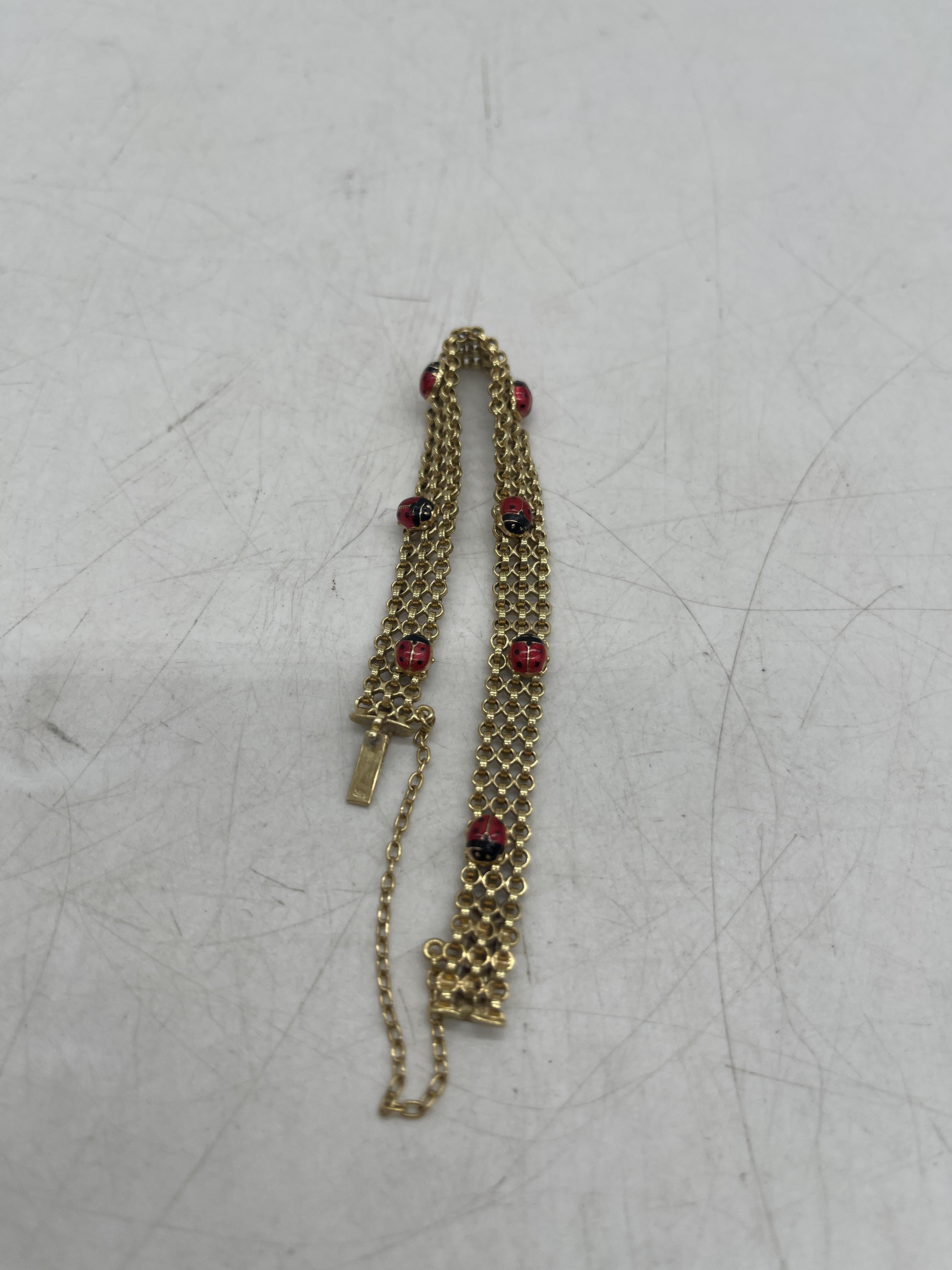 9ct Gold Ladybug Bracelet. - Image 2 of 6