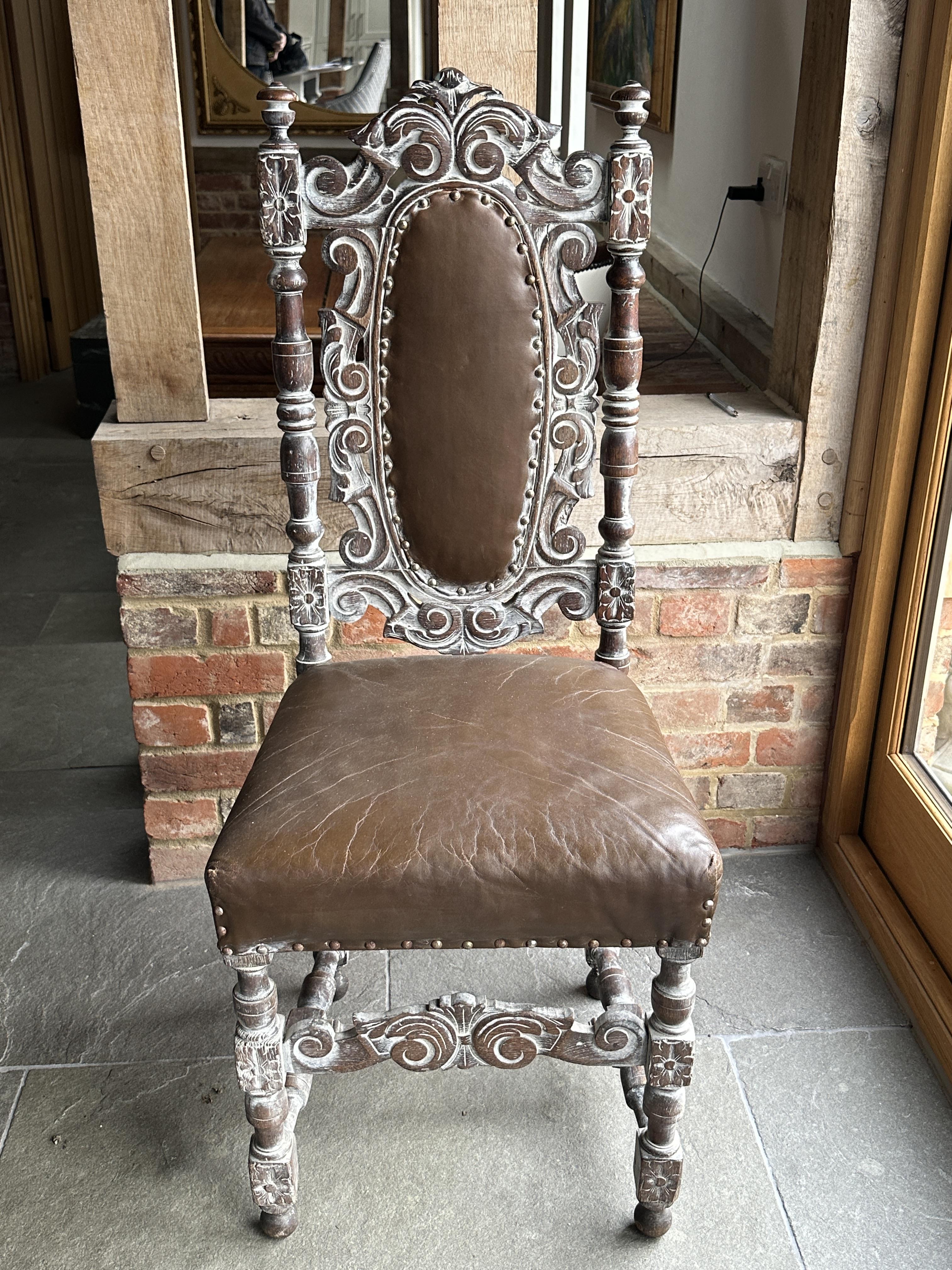 Carved Reproduction Hall Chair. - Image 9 of 17
