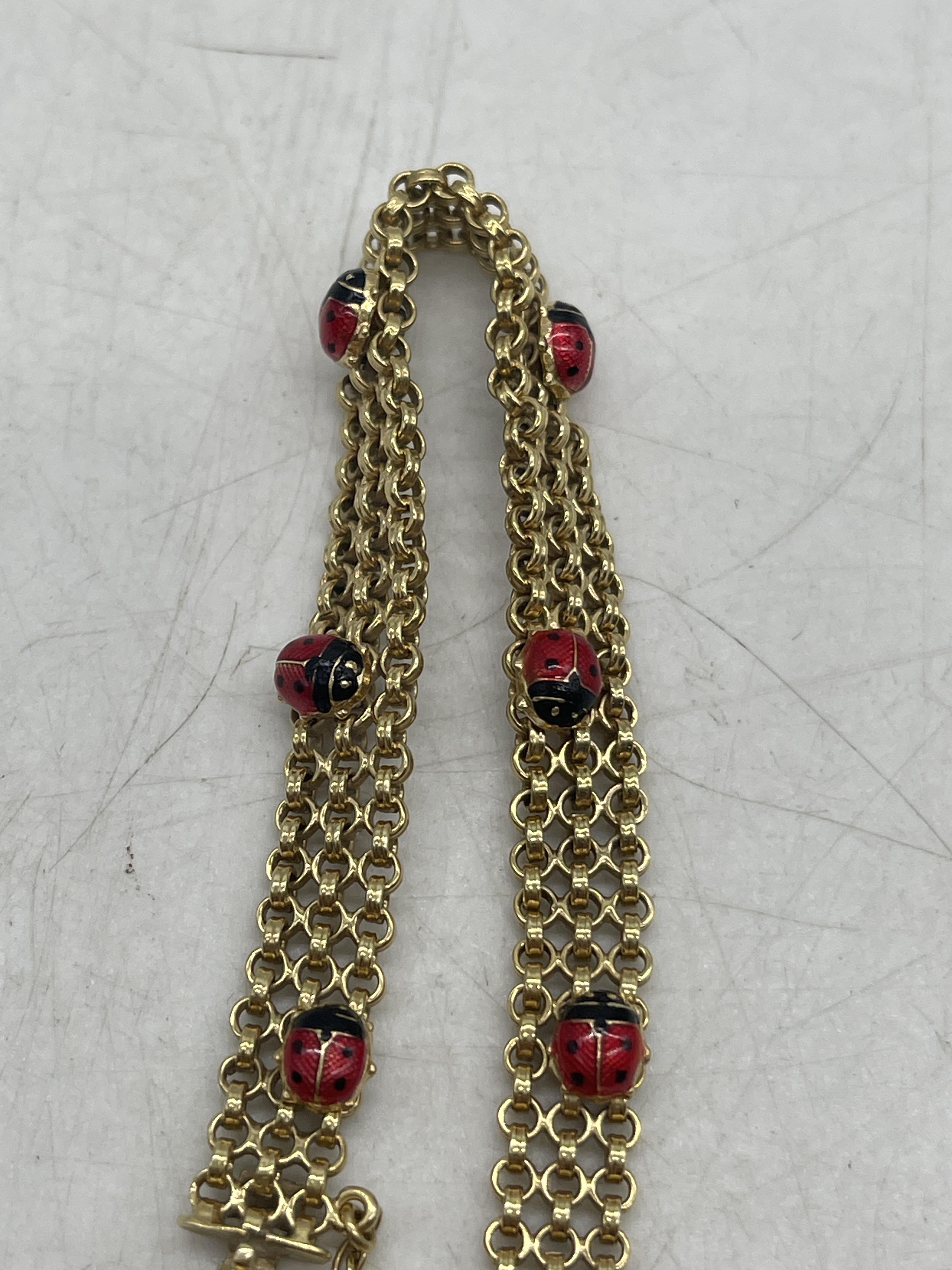 9ct Gold Ladybug Bracelet. - Image 4 of 6