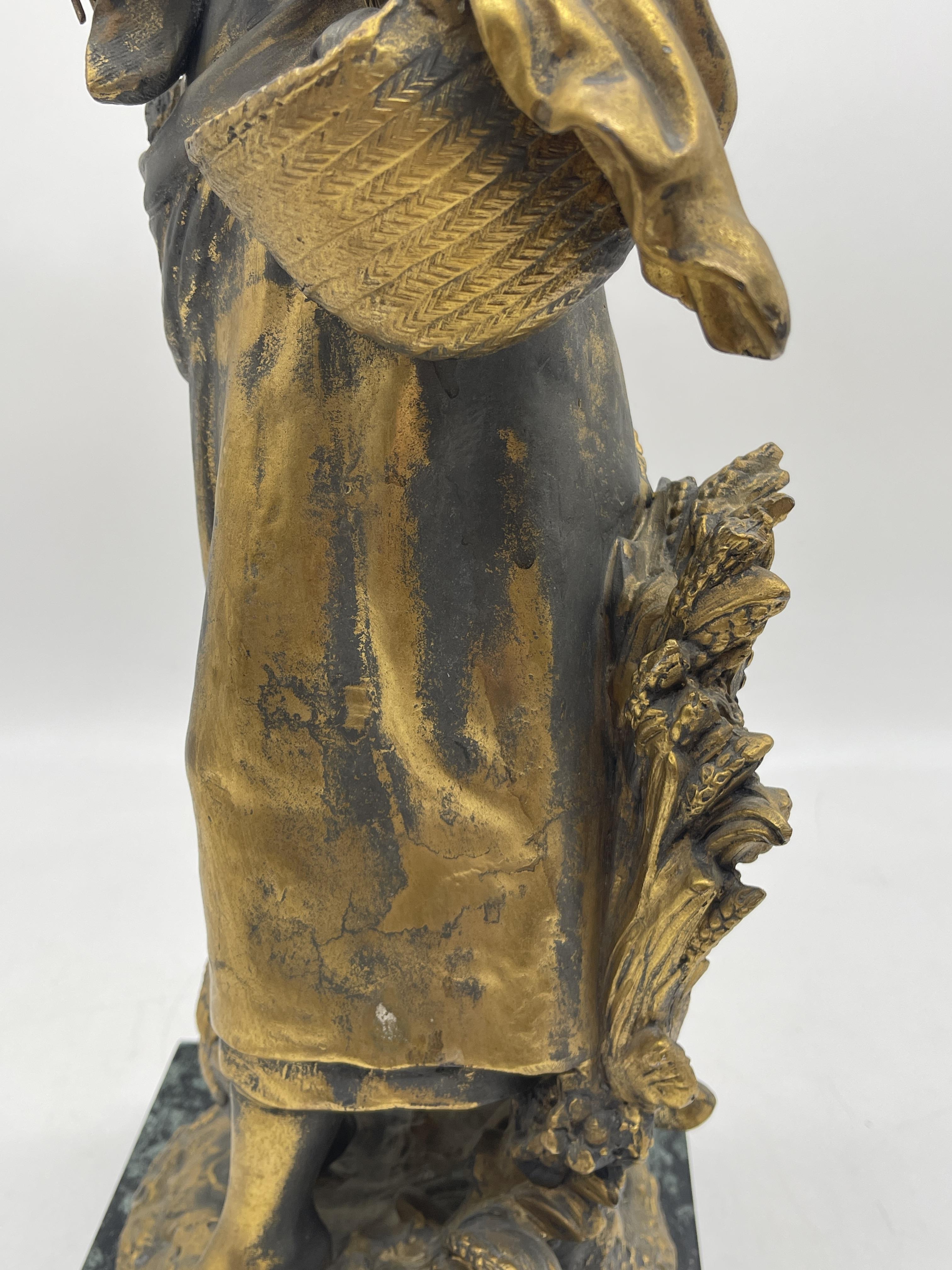 Spelter Figure of a Woman on Marble Base, signed M - Image 14 of 22