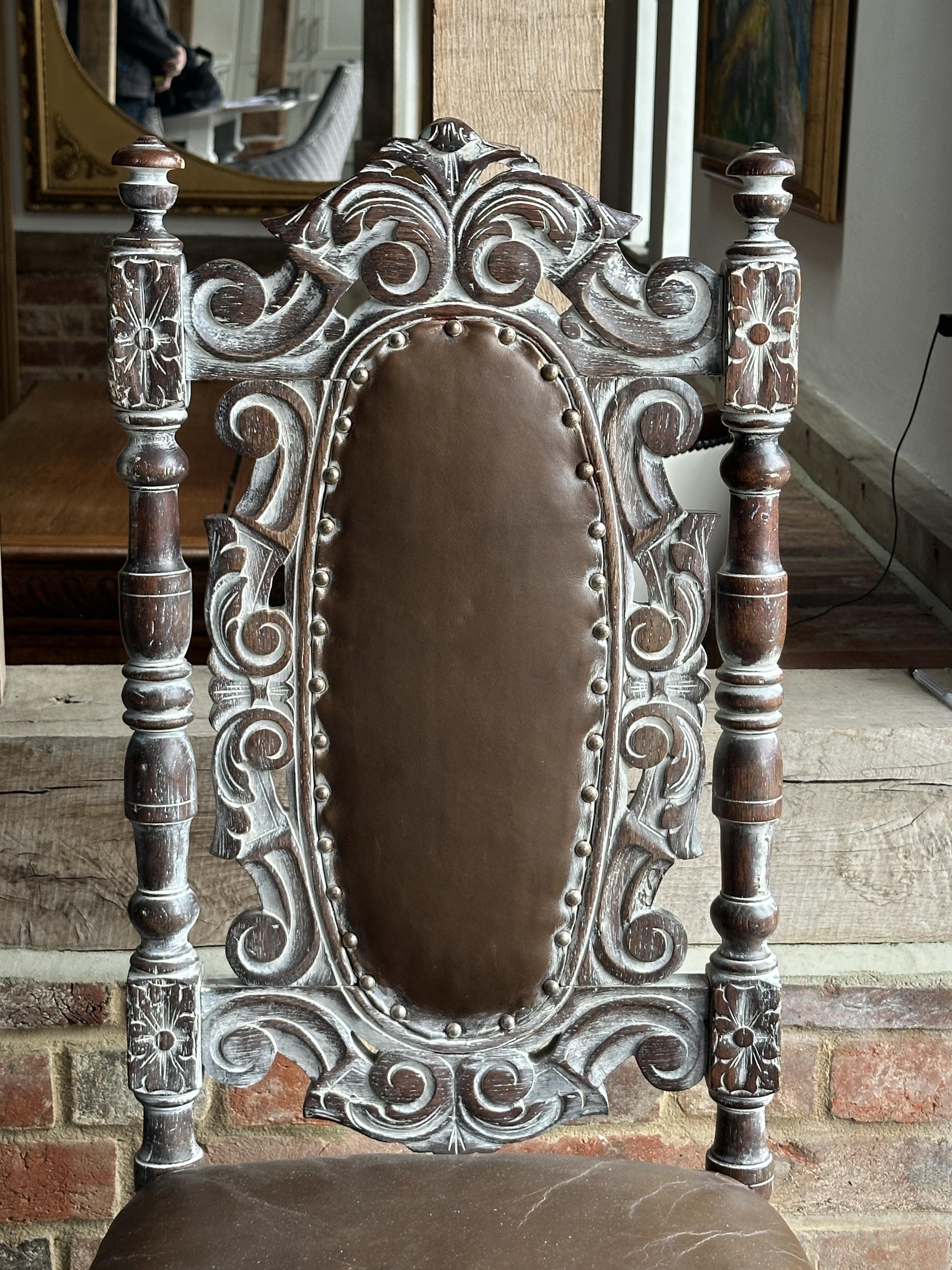 Carved Reproduction Hall Chair. - Image 10 of 17