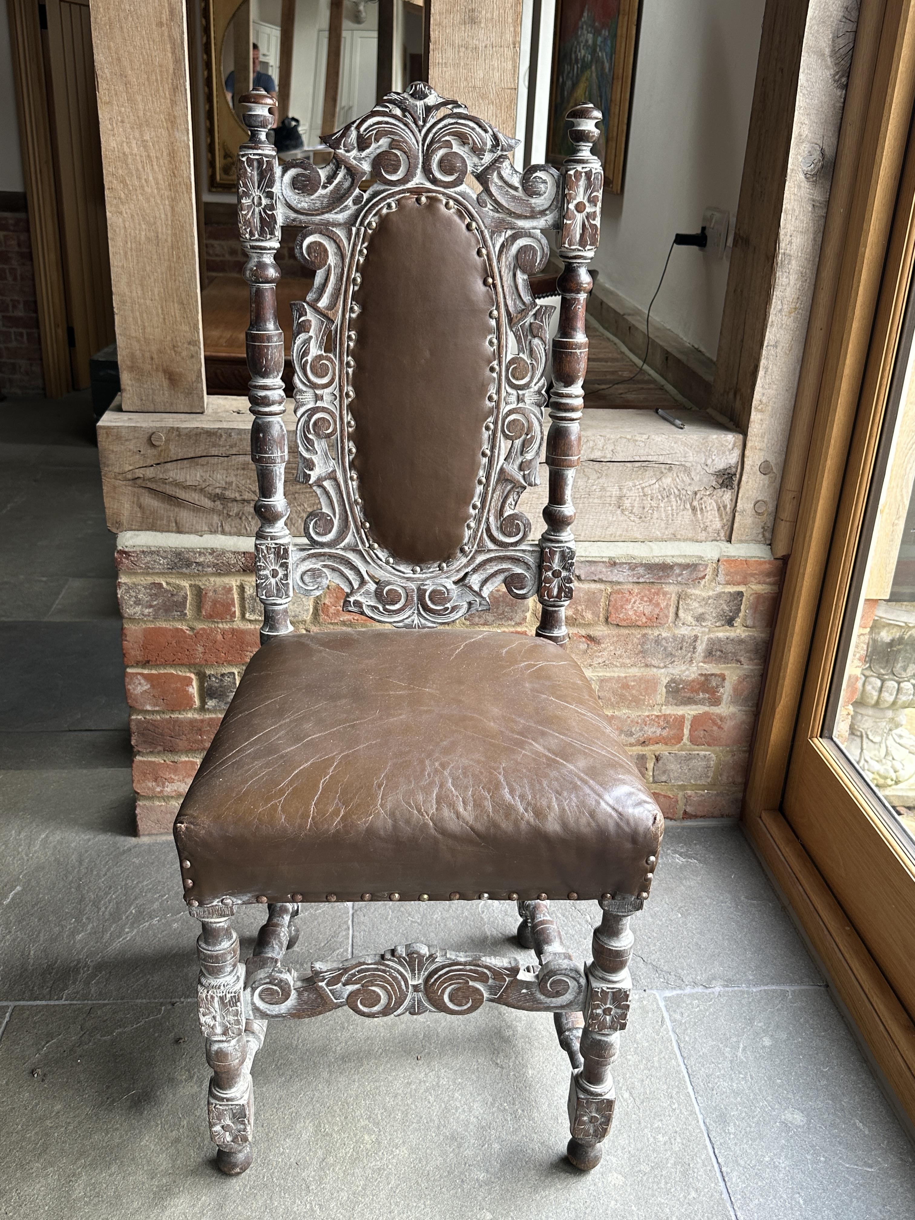 Carved Reproduction Hall Chair. - Image 17 of 17