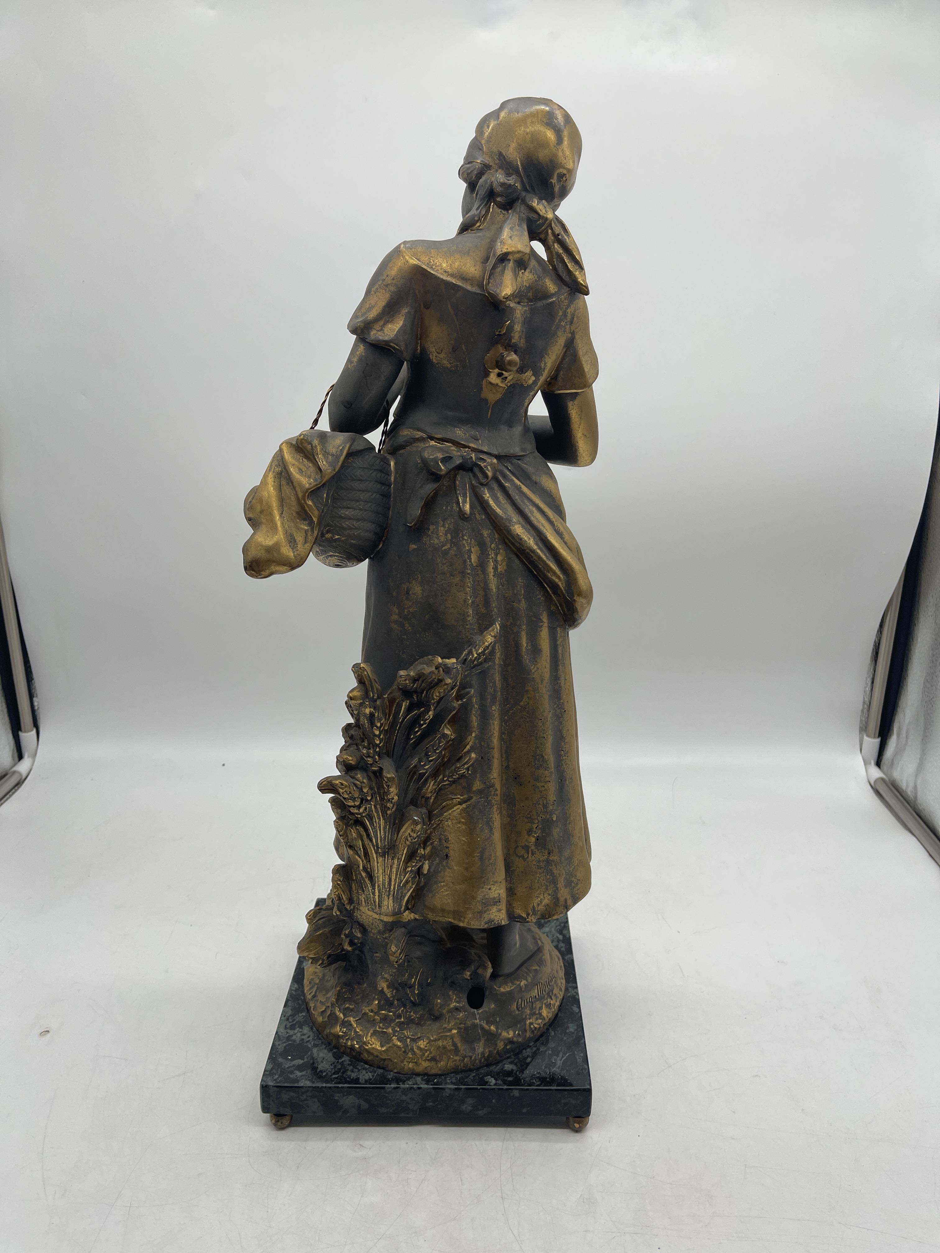 Spelter Figure of a Woman on Marble Base, signed M - Image 4 of 22