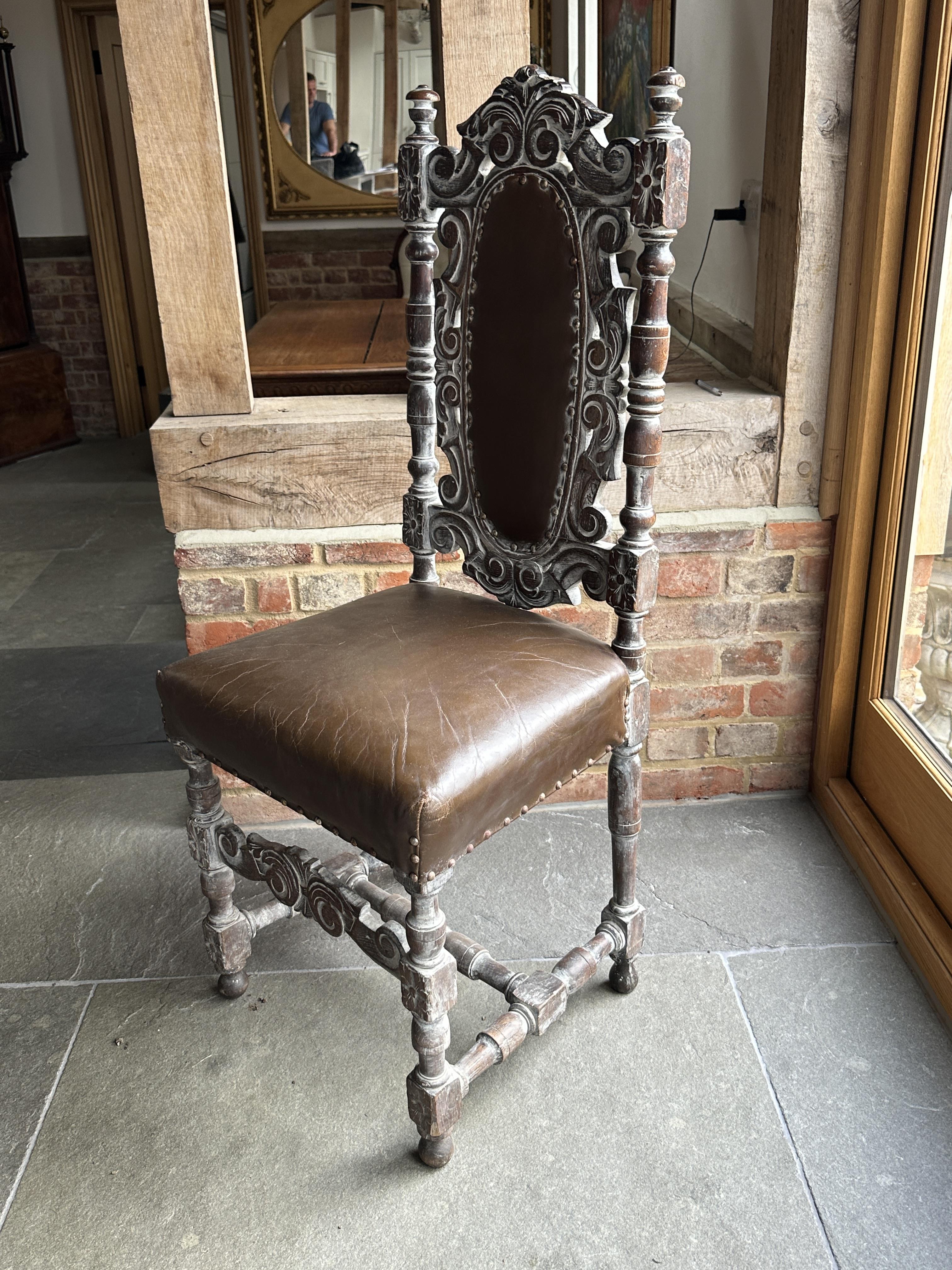 Carved Reproduction Hall Chair. - Image 2 of 17