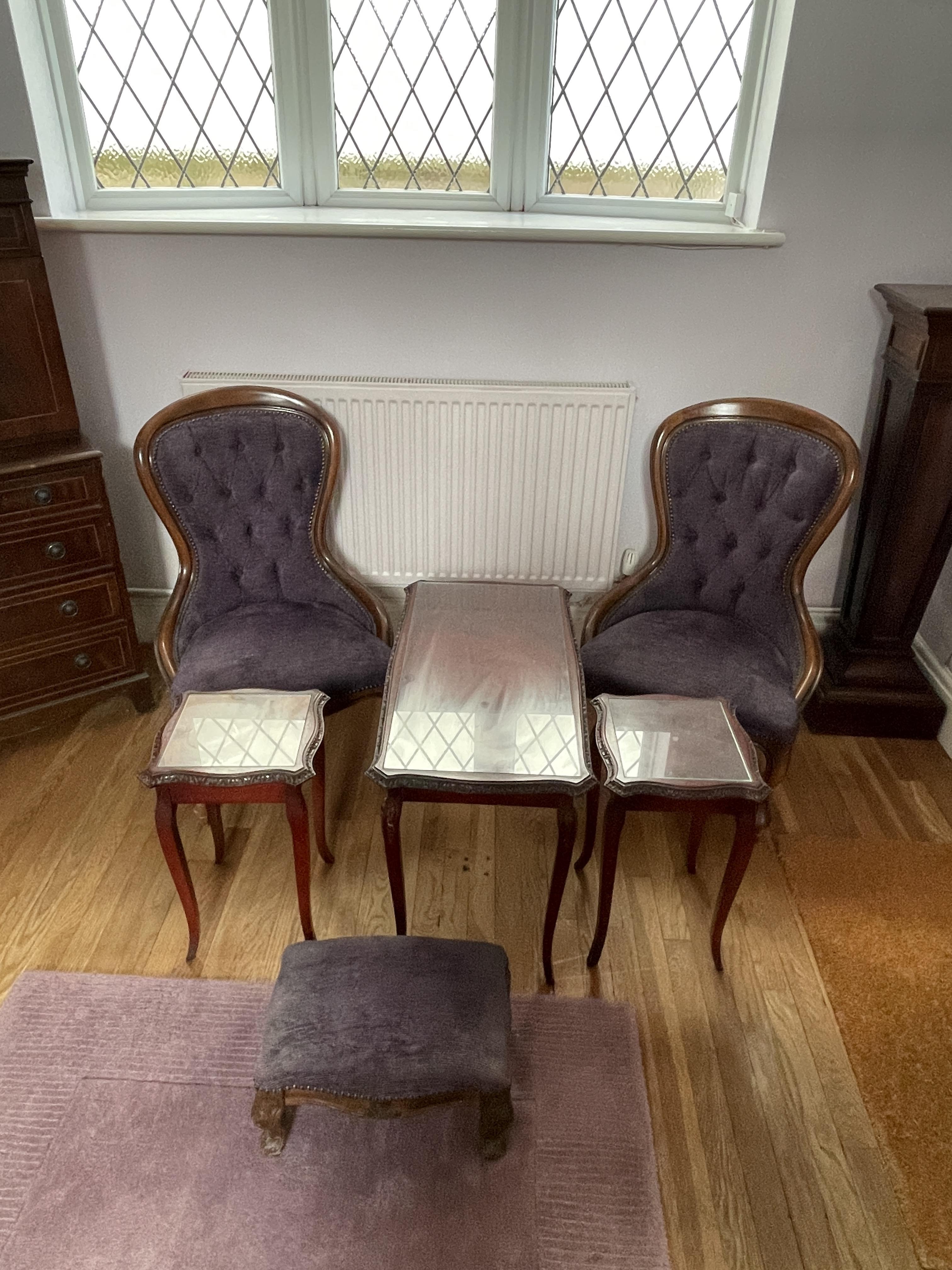 Pair of Nursing Chairs with Foot Stool along with