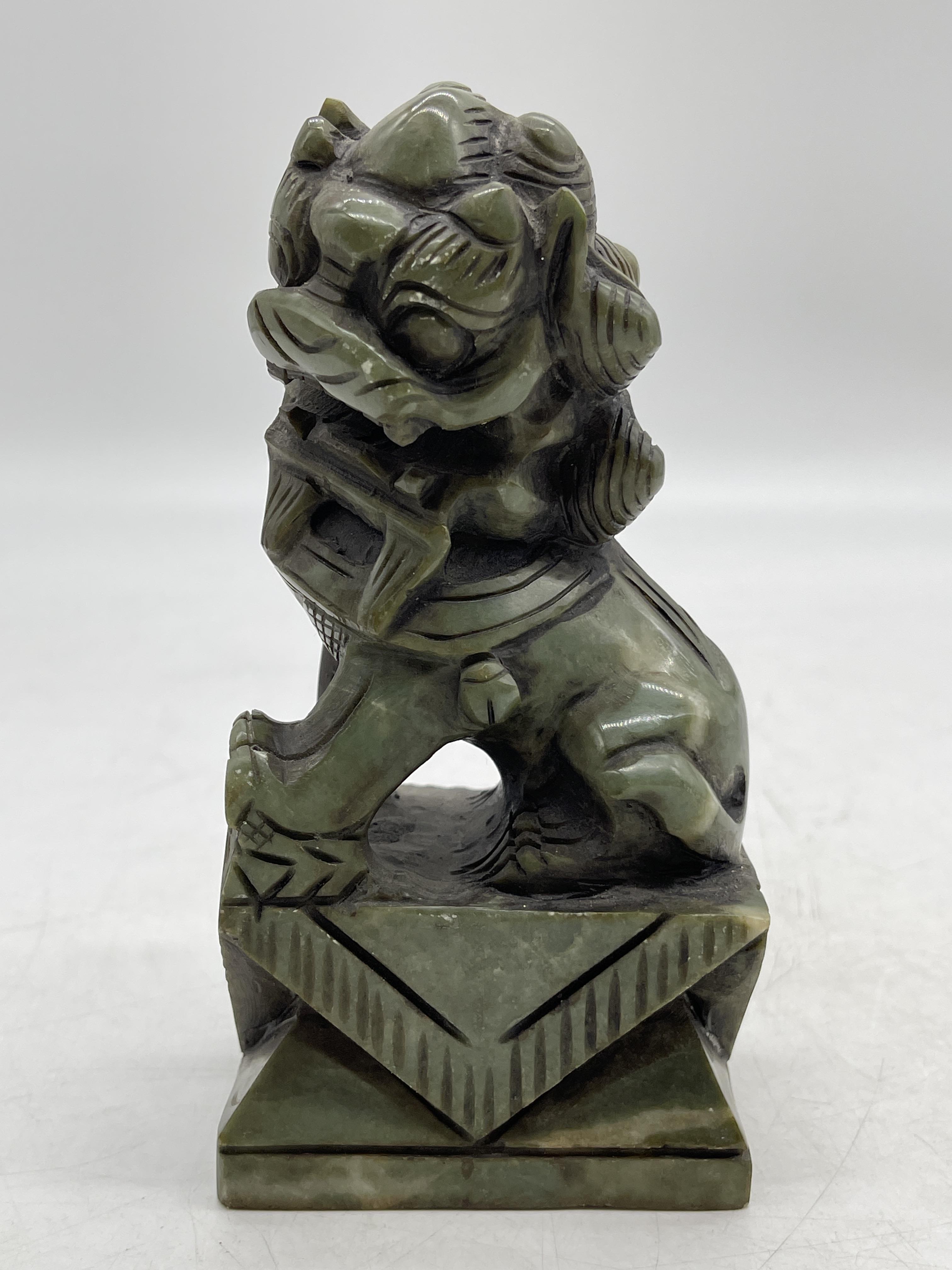 Pair of Oriental Chinese Carved Jade Foo Dog Figur - Image 13 of 24