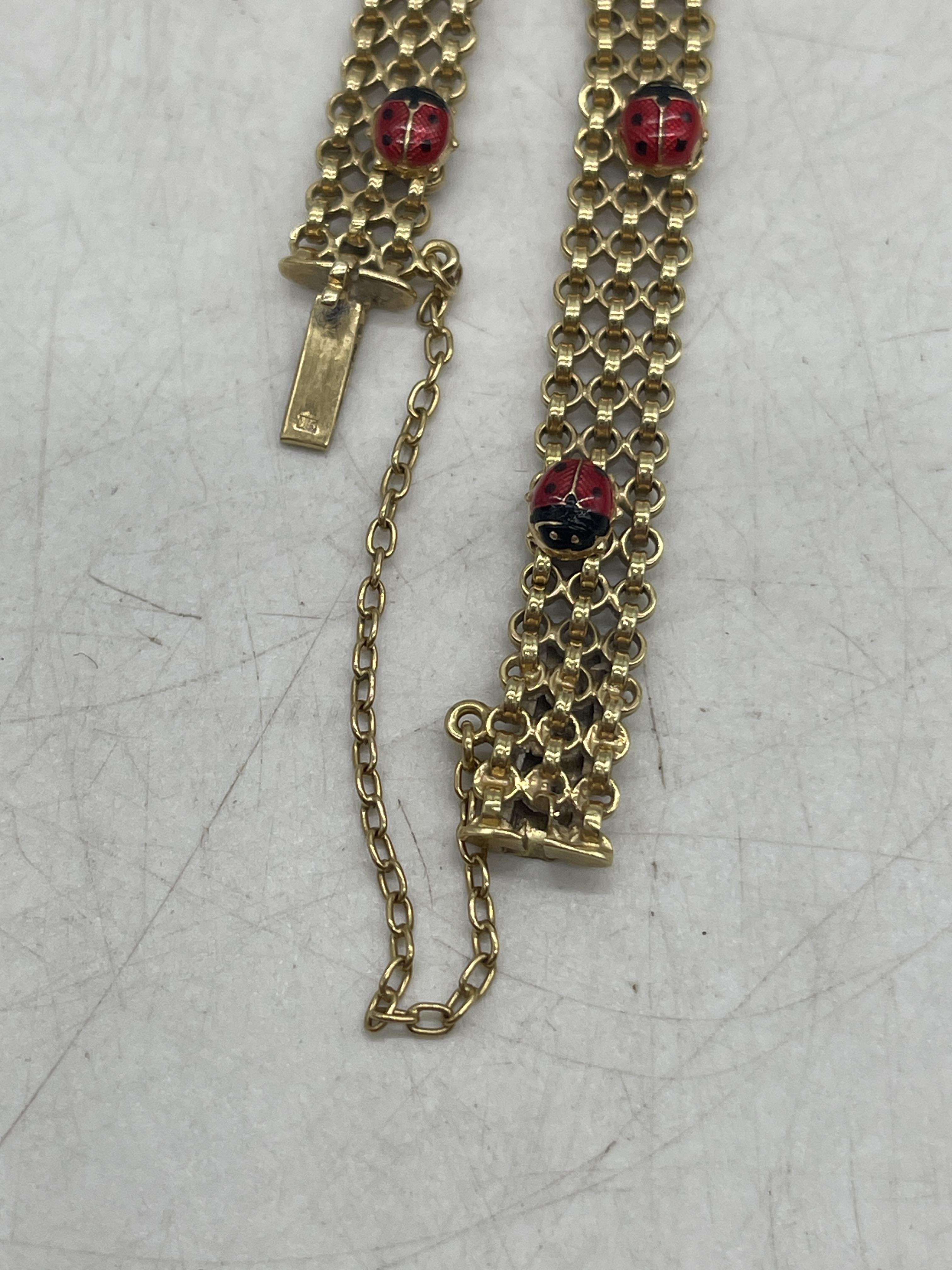 9ct Gold Ladybug Bracelet. - Image 5 of 6