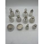 Collection of Silver Top Crystal Scent Perfume Bot