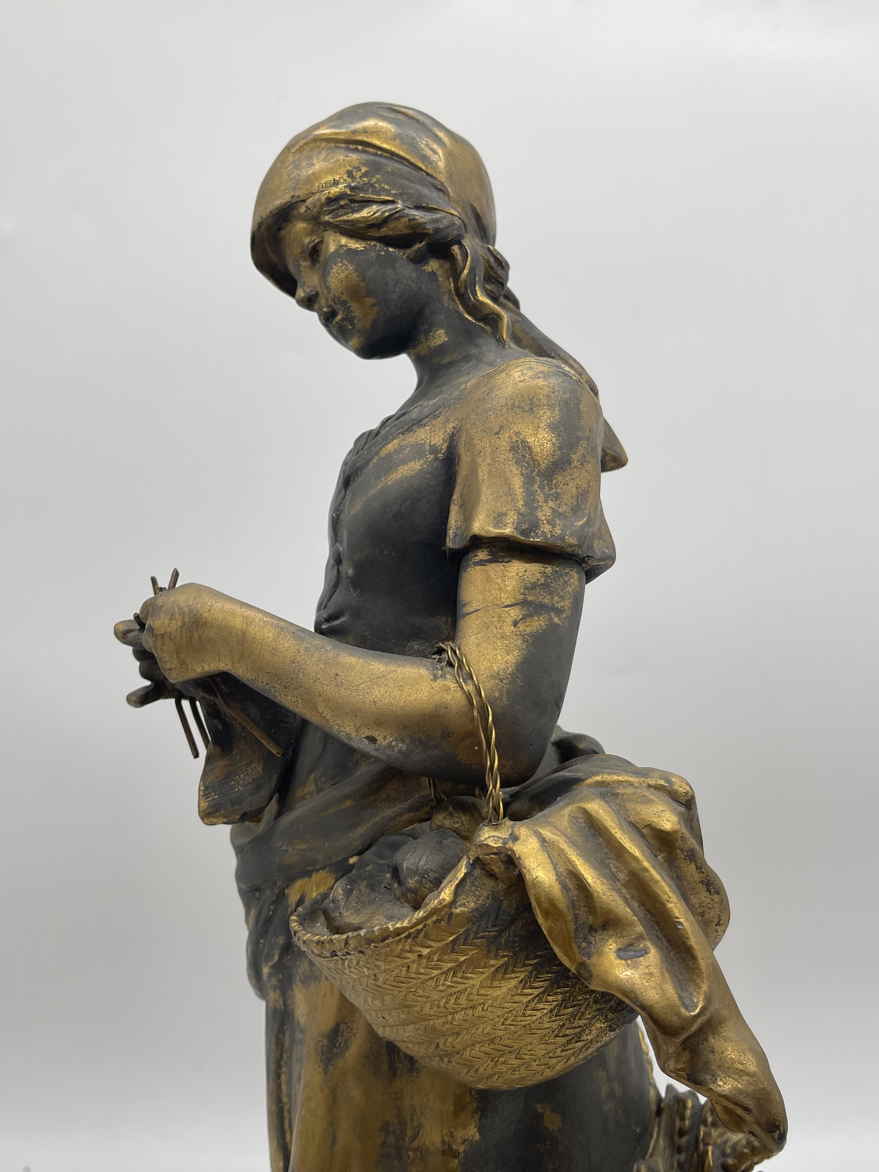 Spelter Figure of a Woman on Marble Base, signed M - Image 12 of 22