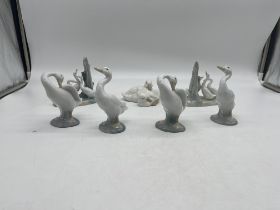 Collection of Lladro and NAO Goose and Duck Figuri