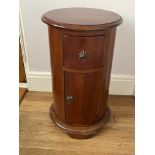 Mahogany Round Drum Chest with Drawer and Cupboard