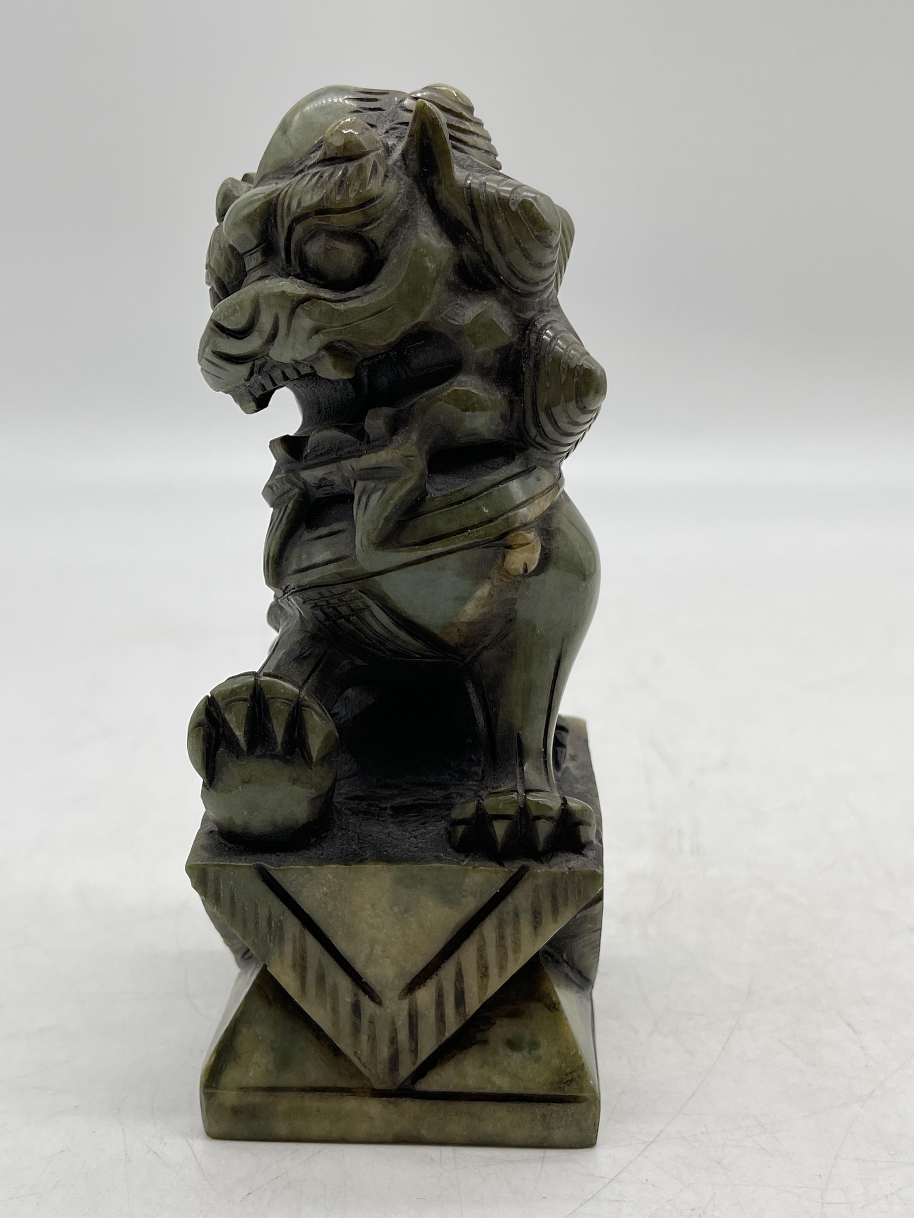 Pair of Oriental Chinese Carved Jade Foo Dog Figur - Image 4 of 24