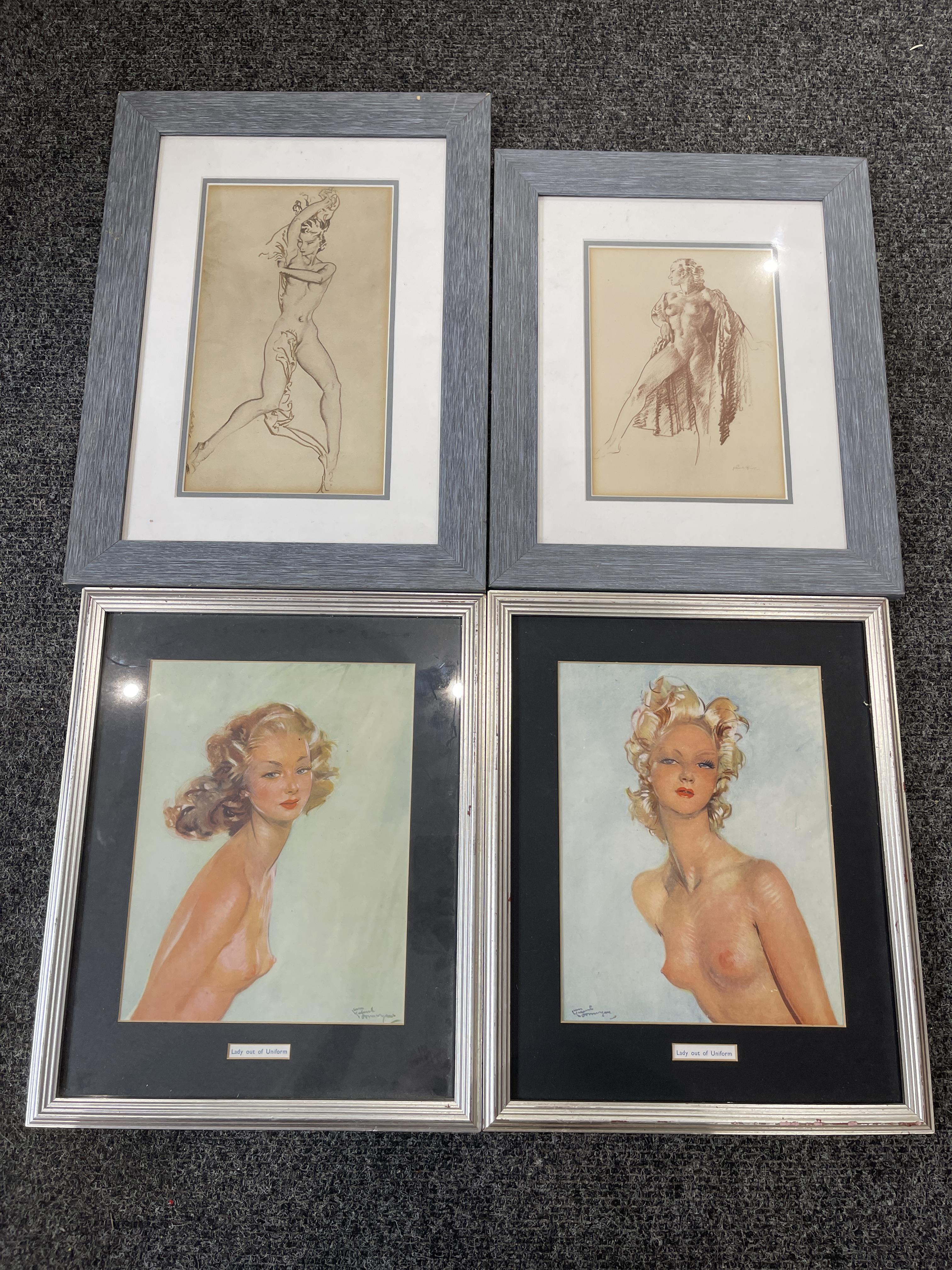 Four Framed Pictures of Nude Woman, all signed. - Image 45 of 45