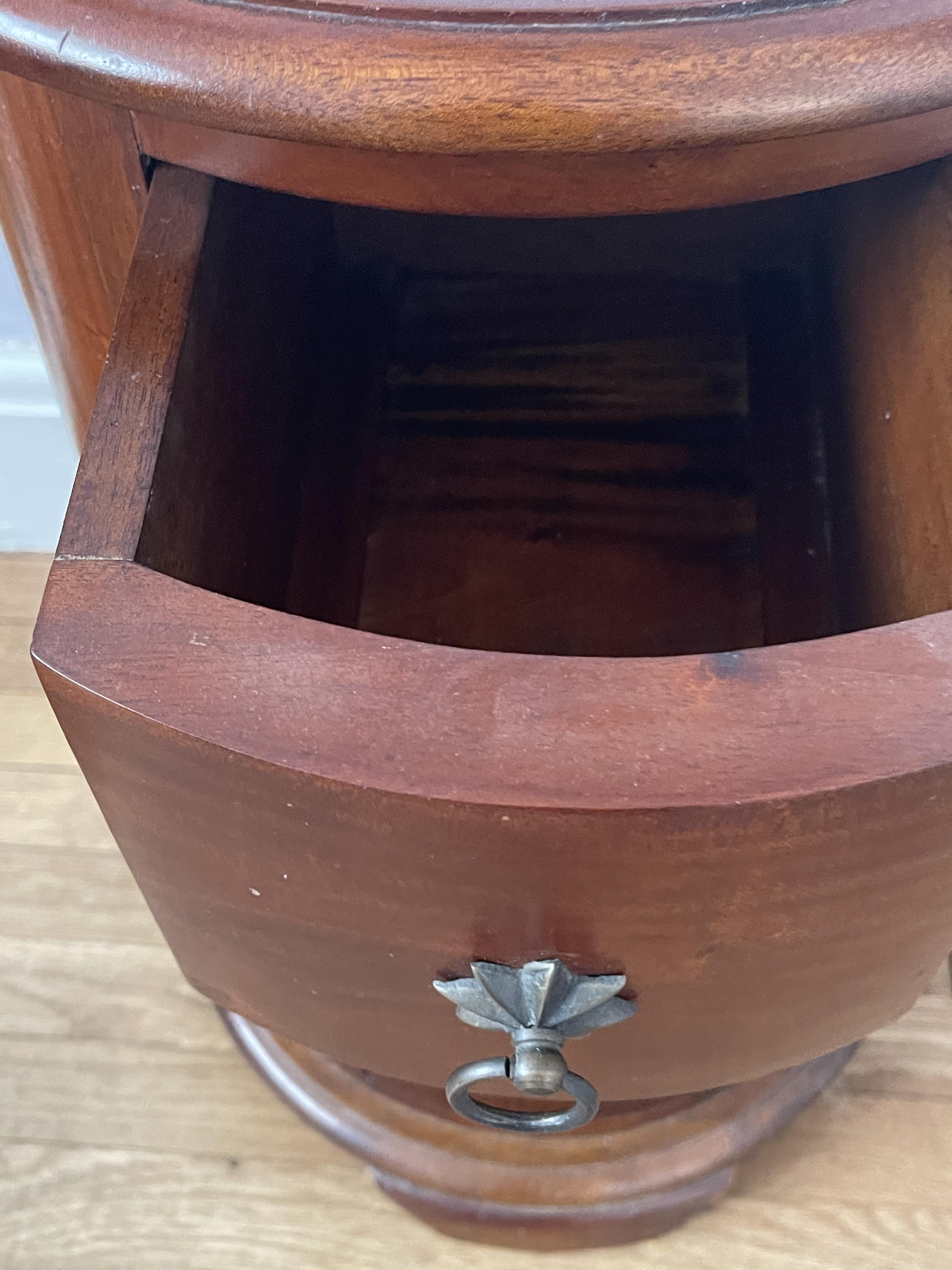 Mahogany Round Drum Chest with Drawer and Cupboard - Image 7 of 14