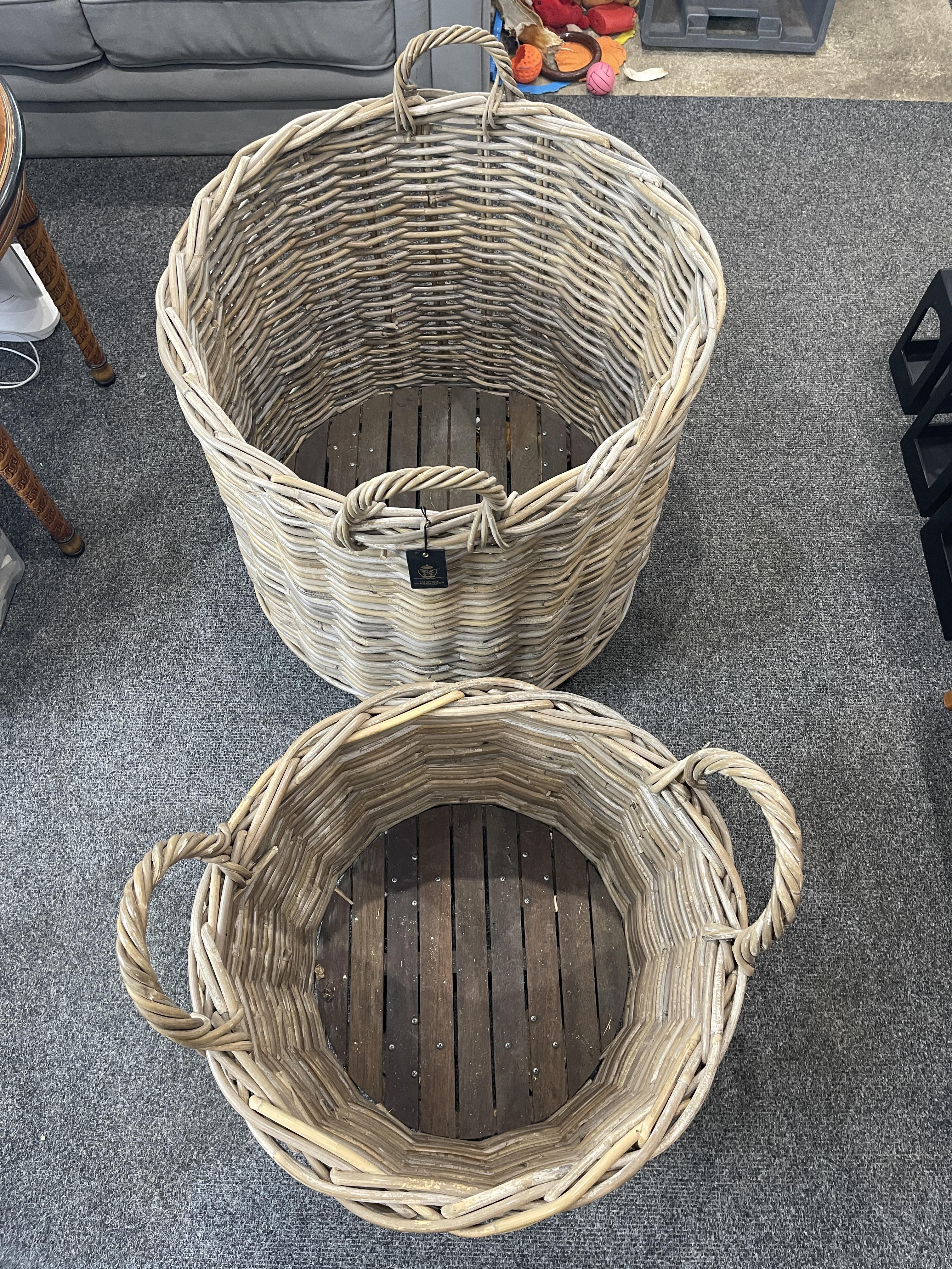 Two Large Vintage Wicker Baskets / Garden Rooms.